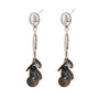 Steel color fish earrings showing long hanging clusters