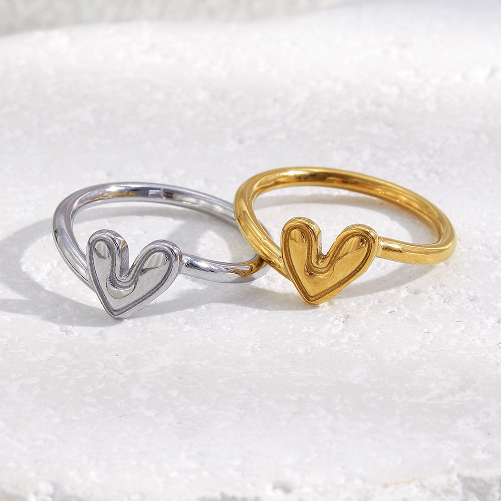 gold plated and silver finish stainless steel open heart rings