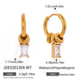Clear stone hoop earrings with measurement annotations
