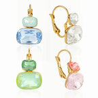 Blue green pink and clear earrings with leverback detail