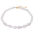 Full white pearl-look bead necklace with extension chain