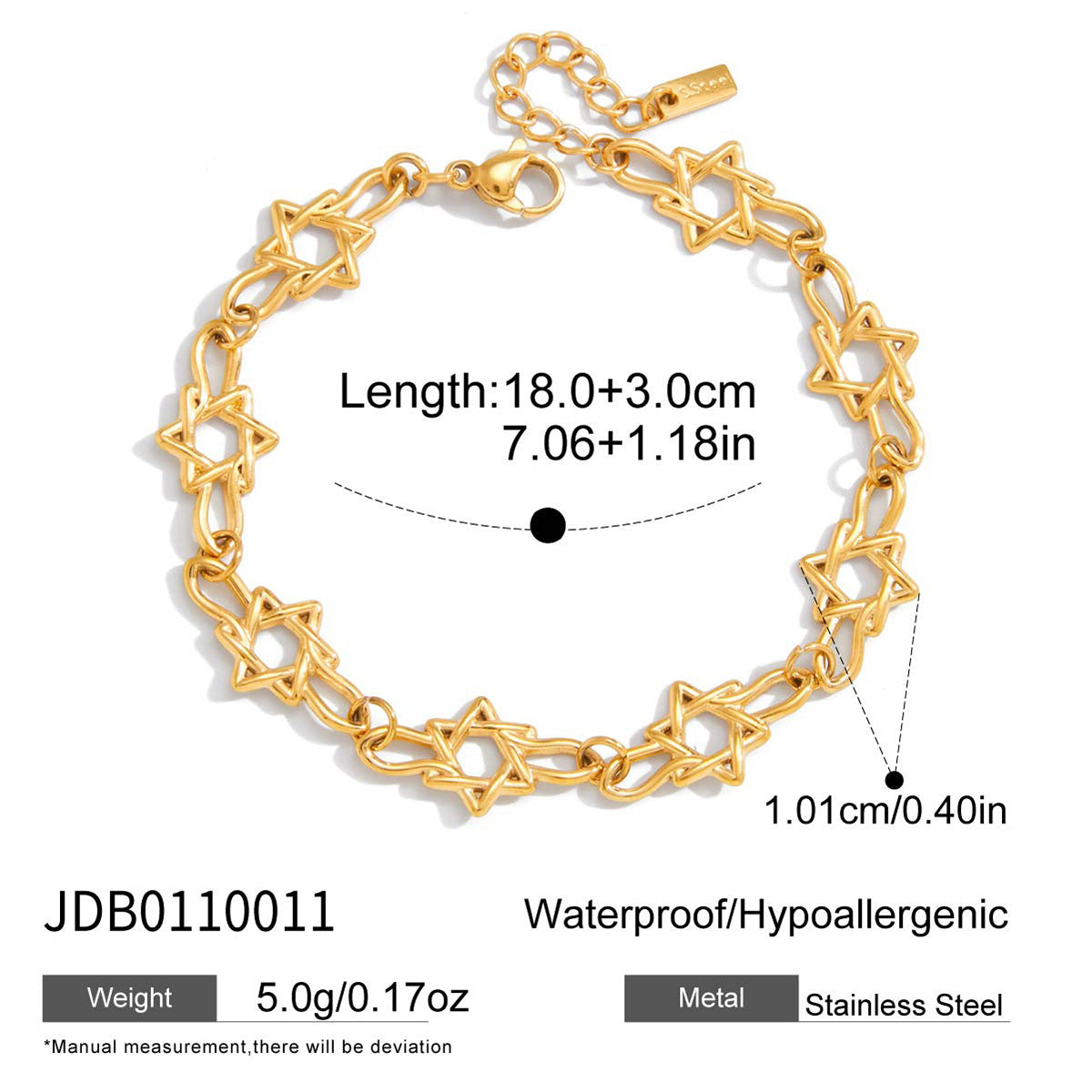 Open six-point star link bracelet