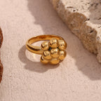 gold plated stainless steel ring with a sculptural bubble cluster