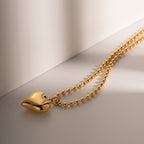 Gold Plated Puffed Heart Stainless Steel Pendant Necklace – product view 2