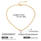 Gold-Tone Pearl-Look Stainless Steel Necklace Collection size and proportion reference