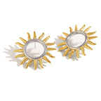 front view of vintage-inspired open sunburst stud earrings