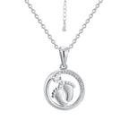 isolated silver-finish brass footprint pendant necklace