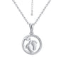 isolated silver-finish brass footprint pendant necklace