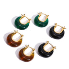 Resin Drop Stainless Steel Hoop Earrings in Three Colors — alternate angle