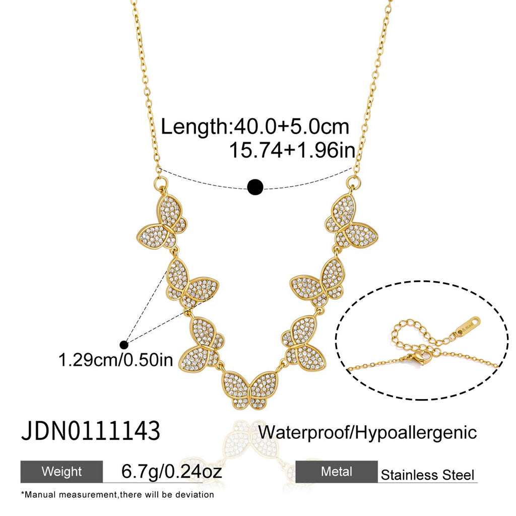 Stainless steel butterfly necklace length and clasp diagram