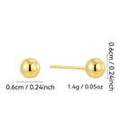 6 mm gold plated ball stud earrings with weight details