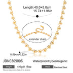 Repeating heart-link necklace length and clasp diagram