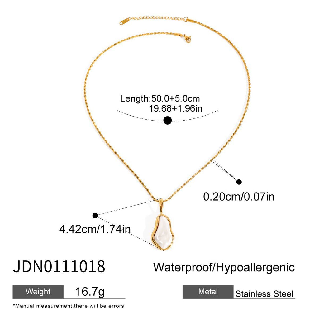 Pearl-look pendant necklace with chain and pendant measurements