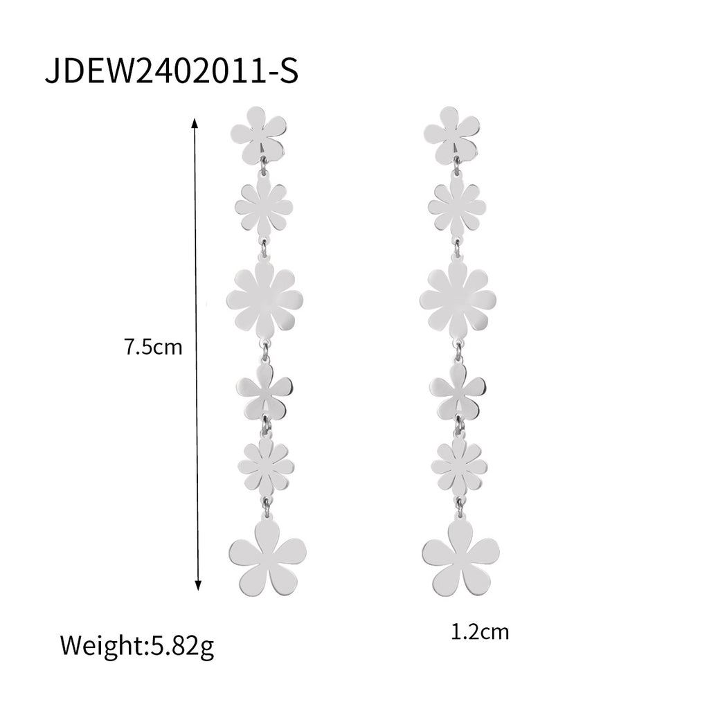 Gold-Tone Daisy Chain Stainless Steel Drop Earrings size and proportion reference