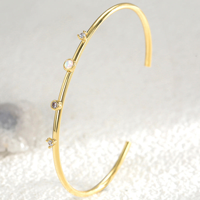 zirconia station open cuff bracelet on a light surface