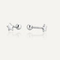 925 sterling silver star stud earrings with rounded ball backs
