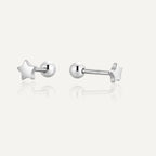 925 sterling silver star stud earrings with rounded ball backs