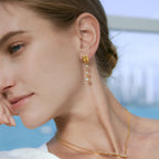 Graduated round drop earring shown in profile