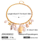 Gold-Tone Shell and Pearl-Look Stainless Steel Charm Necklace size and proportion reference