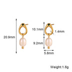 Green stone pearl drop earrings with dimensions and weight