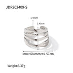 Silver-Finish Sculptural Stainless Steel Open Ring Collection additional style reference