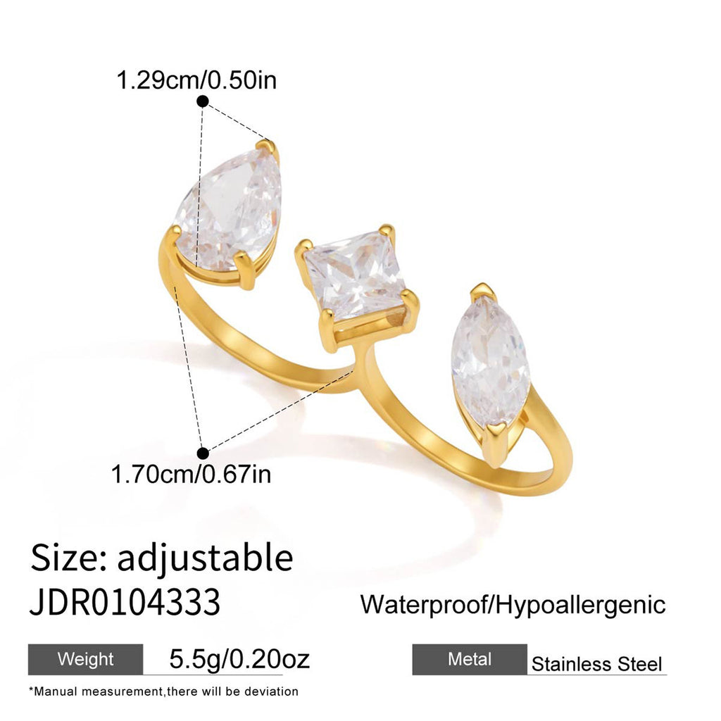Adjustable double-finger zirconia ring measurement reference