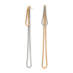Stainless Steel Tassel Drop Earrings in Mixed Finishes finish and shape detail