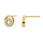 front and profile views of compact gold plated spiral studs