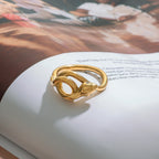 Gold-Tone Snake Stainless Steel Statement Ring – flat-lay view