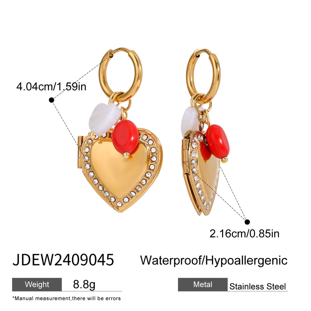 Gold-Tone Heart Stainless Steel Earring Collection — wholesale view 6