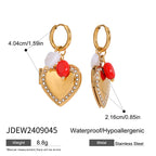 Gold-Tone Heart Stainless Steel Earring Collection — wholesale view 6