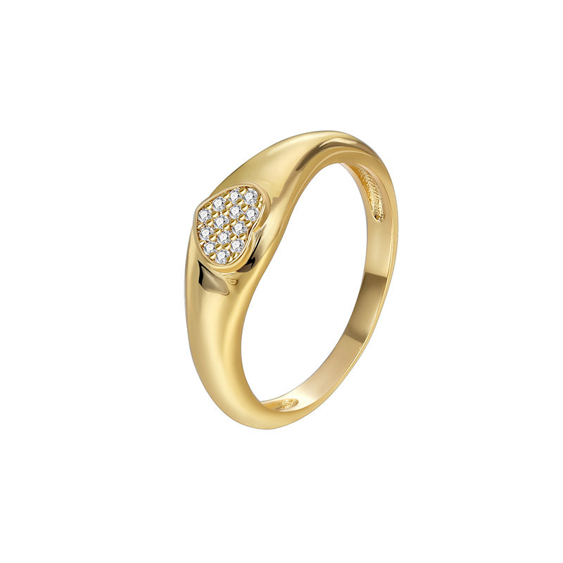 white-background view of clear zirconia heart cluster ring