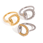 Two-Tone Textured Stainless Steel Band Ring – product view 4