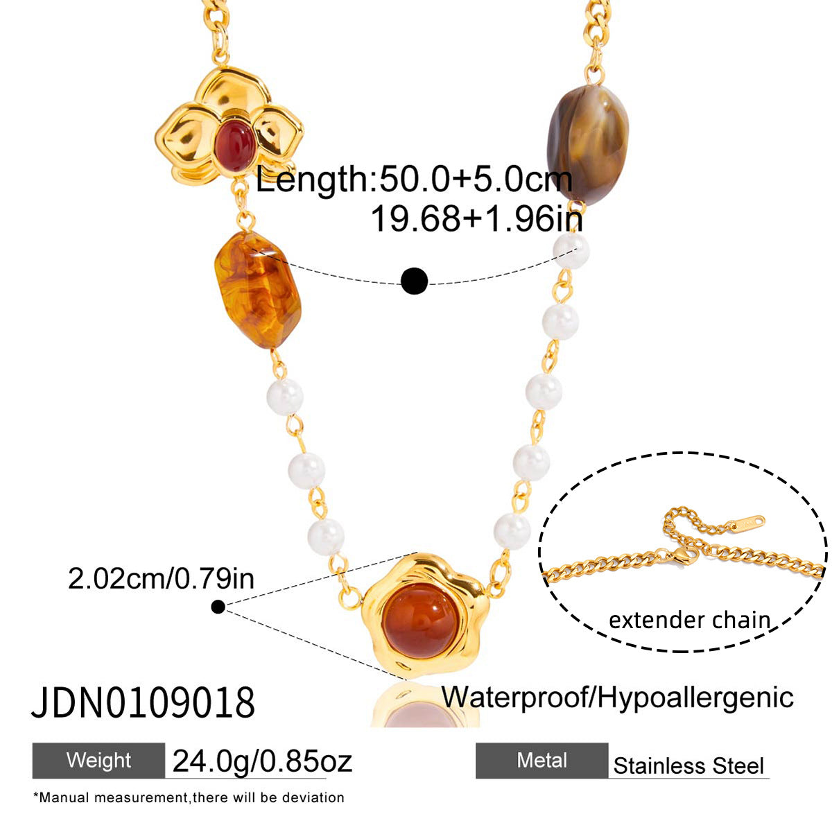 Gold-Tone Resin Bead Stainless Steel Necklace Collection variant reference