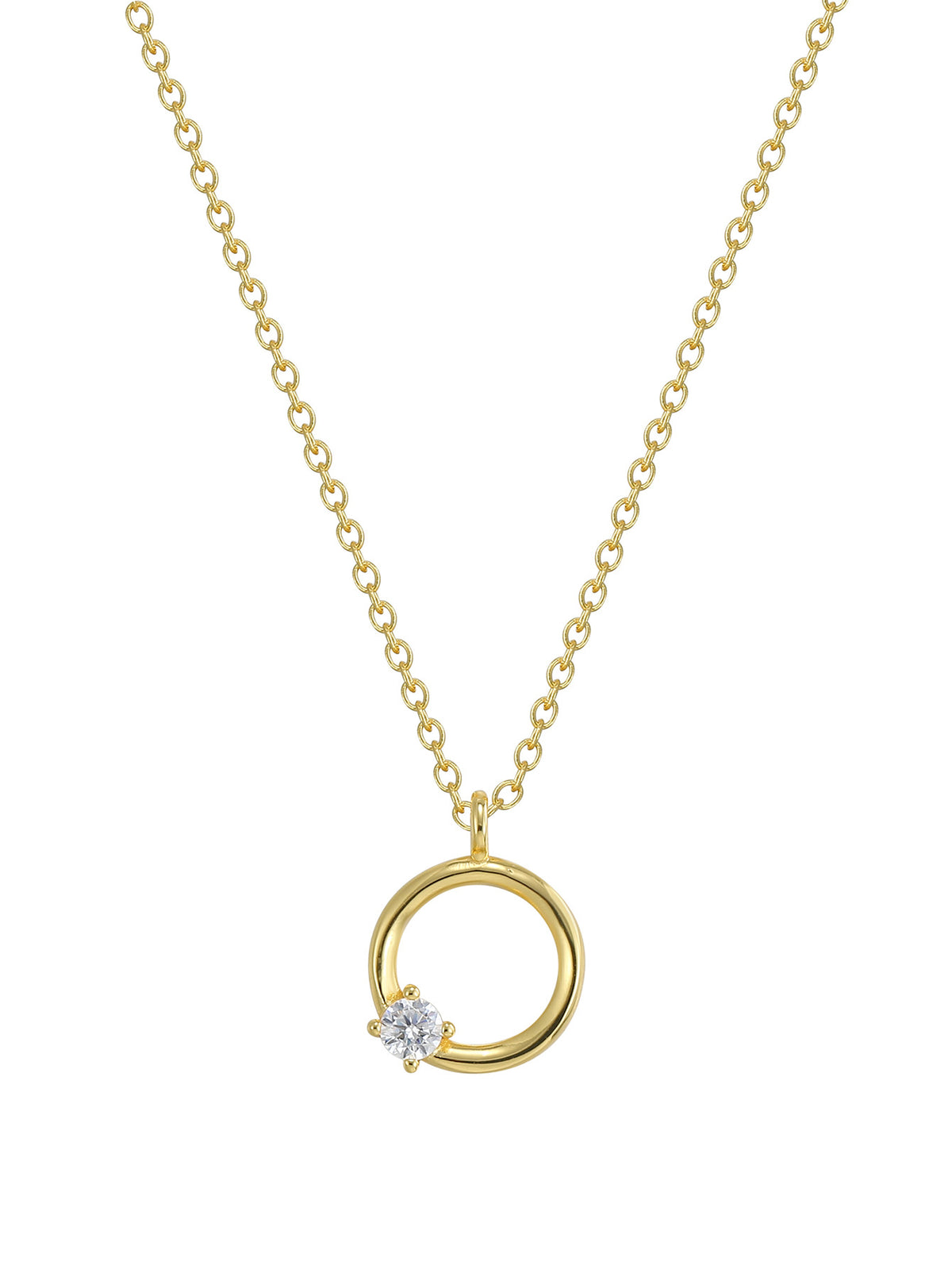 full-length view of the fine-chain open circle pendant necklace