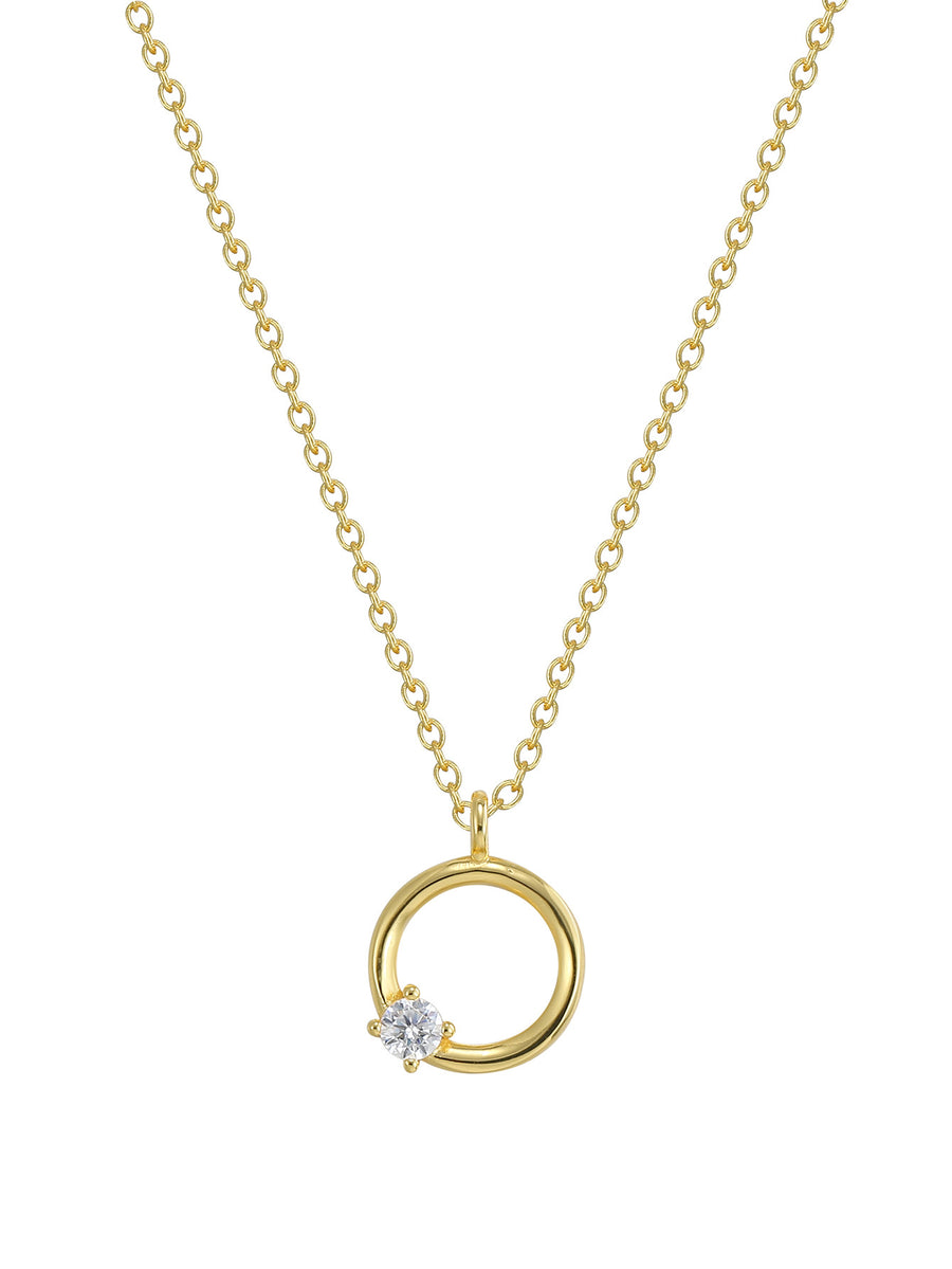 full-length view of the fine-chain open circle pendant necklace
