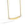 full-chain view of curved bar necklace with clear end stones
