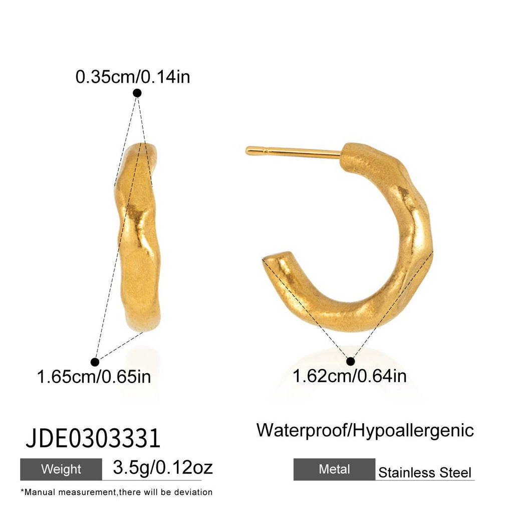 Slim irregular polished open hoop measurement image