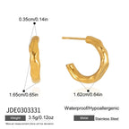 Slim irregular polished open hoop measurement image