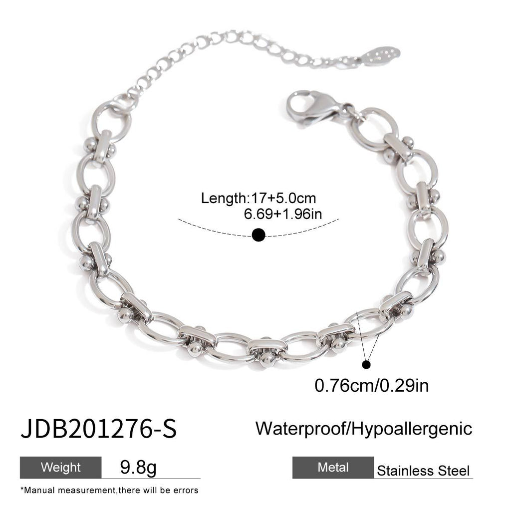 Polished Stainless Steel Oval Link Bracelet — finish and material reference