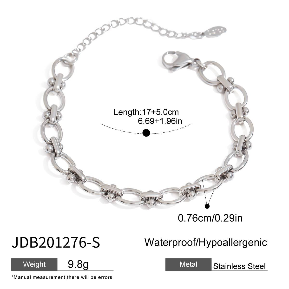 Polished Stainless Steel Oval Link Bracelet — finish and material reference