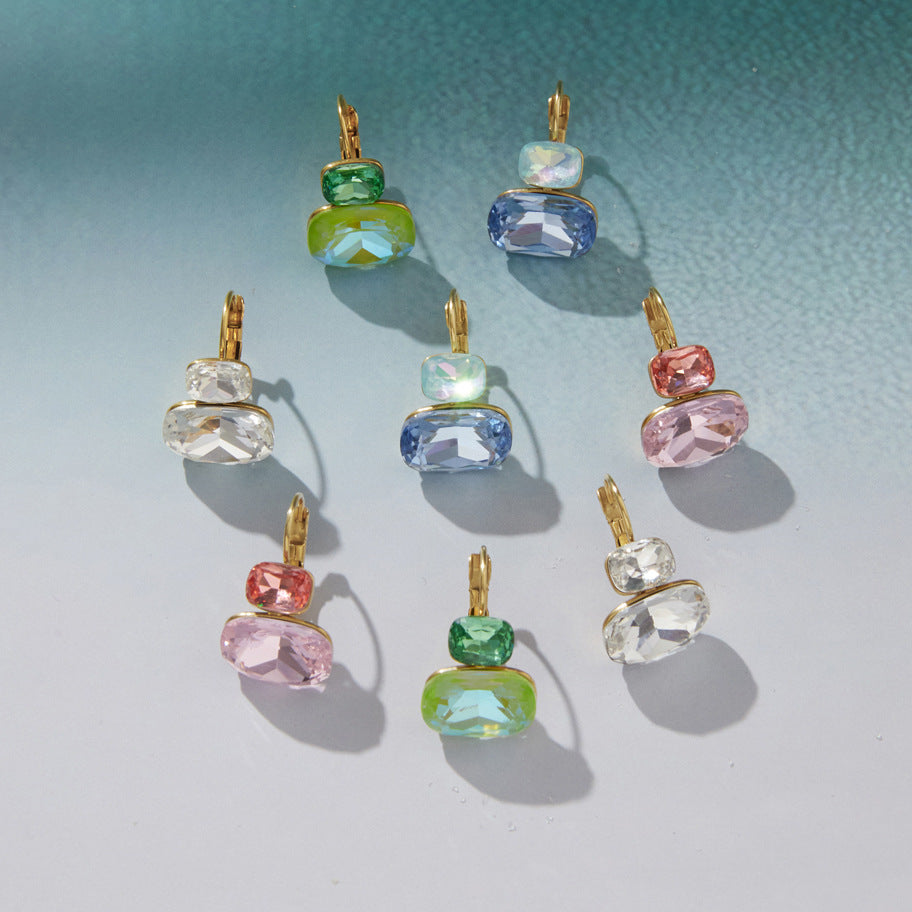 Four two-stone earring color combinations arranged together