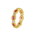 white-background view of red marquise stone brass ring