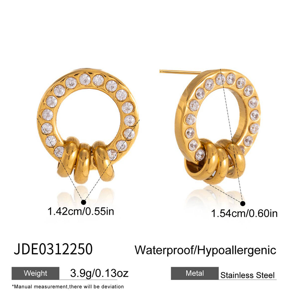 Circular studs with hanging ring accents