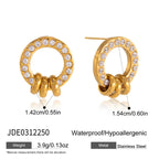 Circular studs with hanging ring accents