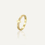 isolated gold plated cross band ring with two clear-stone rows