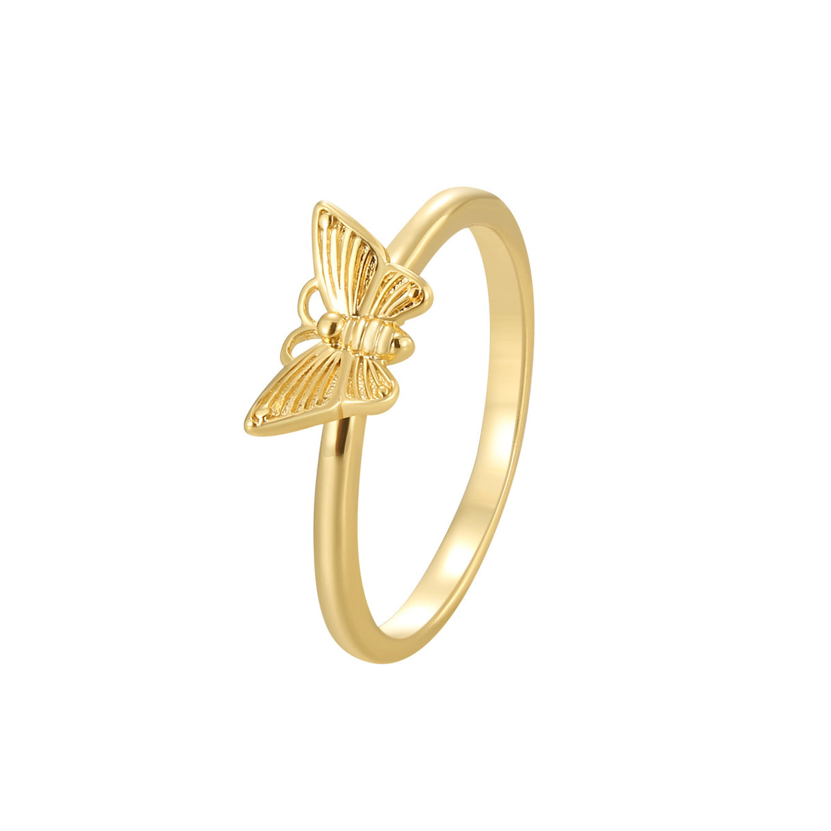 white-background product view of stone-free butterfly ring