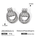 Gold Plated and Silver-Finish Stainless Steel Layered Loop Stud Earrings — scale reference