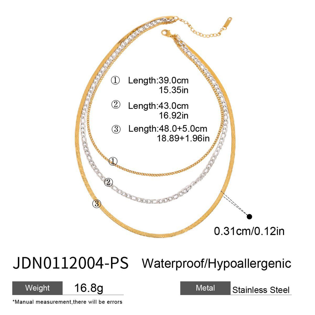 Two-Tone Layered Stainless Steel Chain Necklace – product view 5