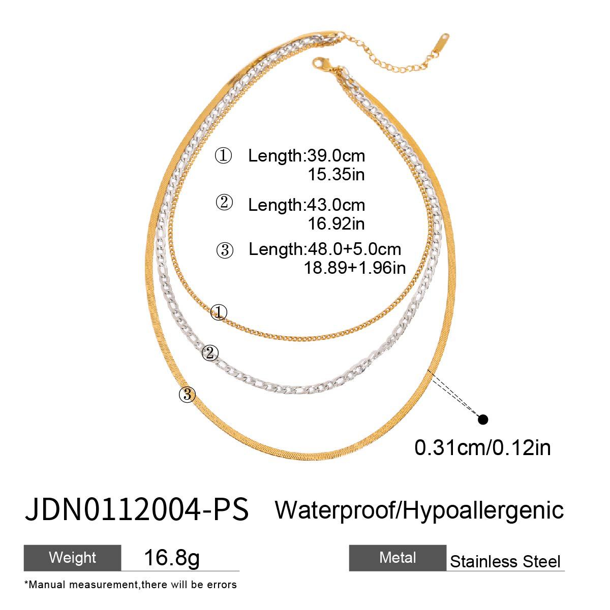 Two-Tone Layered Stainless Steel Chain Necklace – product view 5